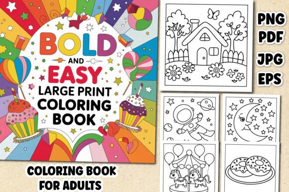 Download Bold and Easy Large Print Coloring Book - Large print Collection