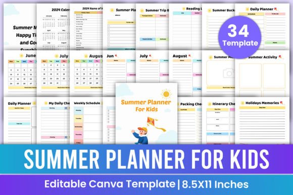 Download Summer Planner for Kids Canva Template - Template Collection