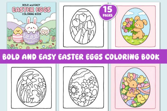 Download BOLD and EASY EASTER EGGS COLORING BOOK - Premium Bundle