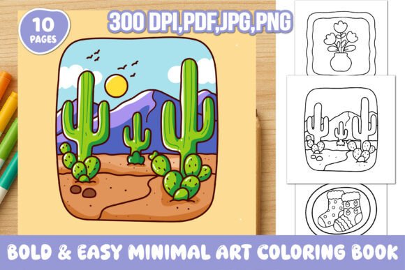 Download Bold &amp; Easy Minimal Art Coloring Book - Premium Bundle