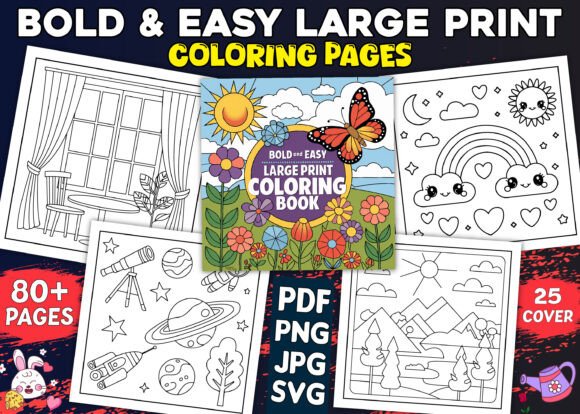 Download Bold and Easy Large Print Coloring Pages - Premium Resources