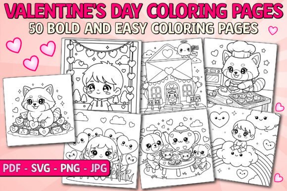 Download Valentine's Day Easy Bold Coloring Book - Premium Bundle